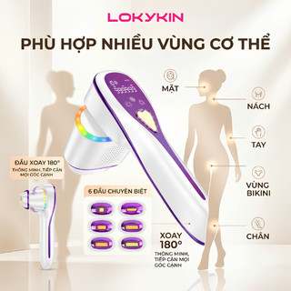 Máy triệt lông toàn thân IPL LOKYKIN Sapphire V2 triệt lạnh, 10 mức độ, đầu xoay 360°, 6 đầu thay thế, 3 chế độ