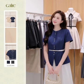 (Little Women) Áo peplum tuýp sy cổ tròn 4 cúc đôi, chất liệu cao cấp, tôn dáng thanh lịch thời trang nữ Calie Pl098
