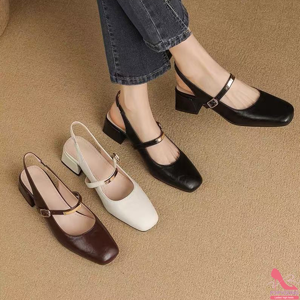 [PY] Sandal Mary Jane đế vuông cao gót 5cm nữ Giày nữ thời trang Phối đồ thanh lịch