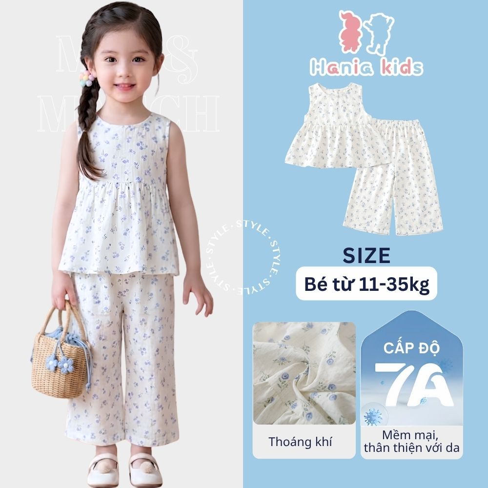 Set Bộ Bé Gái, Đồ Bộ Bé Gái Mặc Hàng Ngày Họa Tiết Hoa Nhí Chất Liệu Cotton Mềm Mại