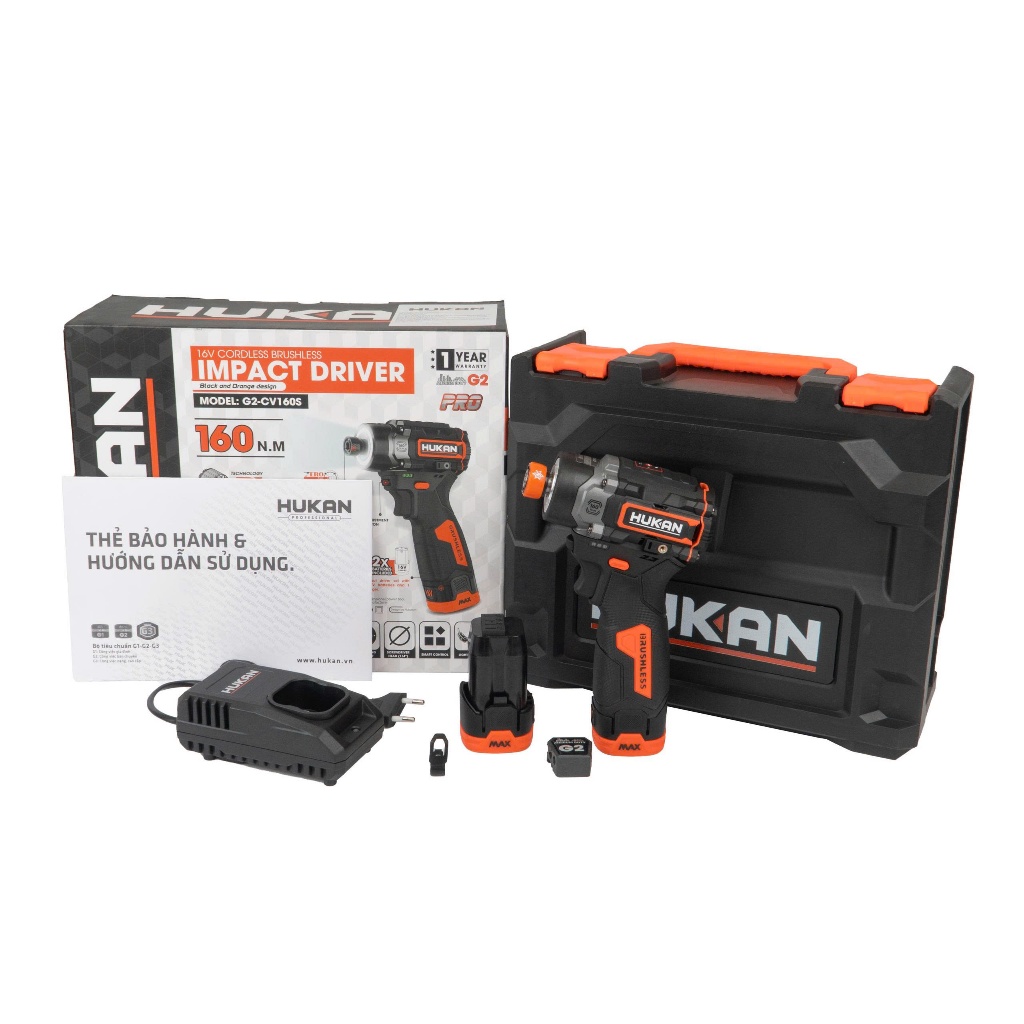 Máy Chuyên Vít Búa Thế Hệ Mới HUKAN G2-CV160S, Lực 160Nm, Tính Năng Xung Mồi, Tự Dừng Khi Tháo Vít