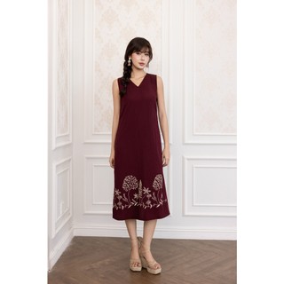 SWANLAKE | Váy Đầm Nữ Suông Sát Nách Cổ Chữ V Vải Linen Hàn Thêu Hoa Du Lịch Dạo Phố Hè D13721