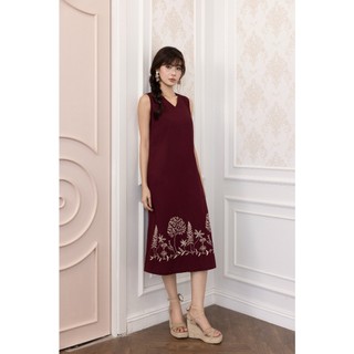 SWANLAKE | Váy Đầm Nữ Suông Sát Nách Cổ Chữ V Vải Linen Hàn Thêu Hoa Du Lịch Dạo Phố Hè D13721
