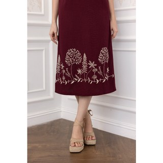 SWANLAKE | Váy Đầm Nữ Suông Sát Nách Cổ Chữ V Vải Linen Hàn Thêu Hoa Du Lịch Dạo Phố Hè D13721