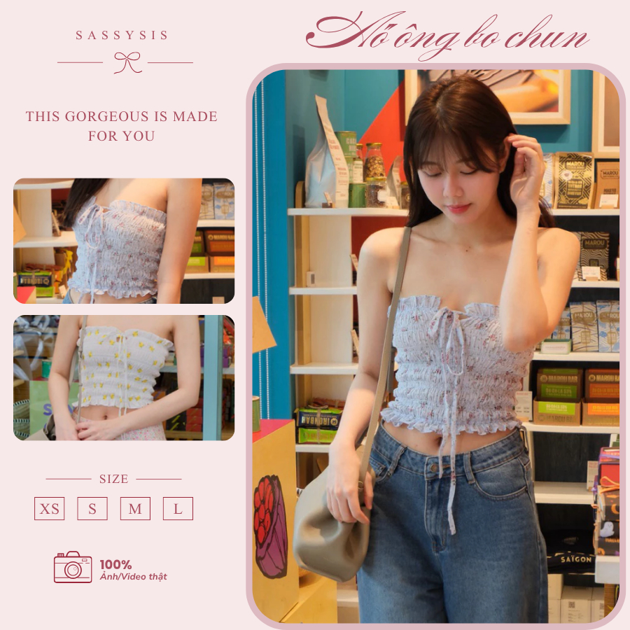 áo ống bo chun hoa nhí dáng croptop
