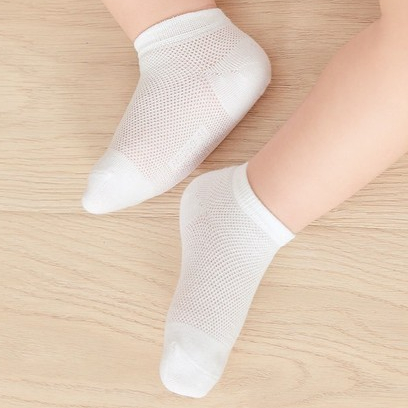Set 5 Đôi Tất Lưới Màu Trơn Cotton Mềm Mại Thoáng Khí Co Giãn Cho Bé Trai Bé Gái 0-12M DouDou A41