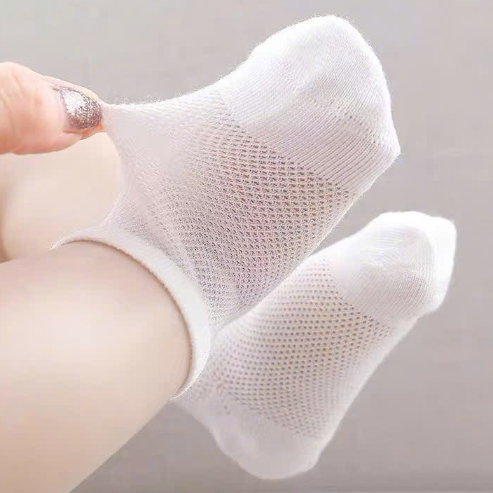 Set 5 Đôi Tất Lưới Màu Trơn Cotton Mềm Mại Thoáng Khí Co Giãn Cho Bé Trai Bé Gái 0-12M DouDou A41