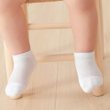 Set 5 Đôi Tất Lưới Màu Trơn Cotton Mềm Mại Thoáng Khí Co Giãn Cho Bé Trai Bé Gái 0-12M DouDou A41