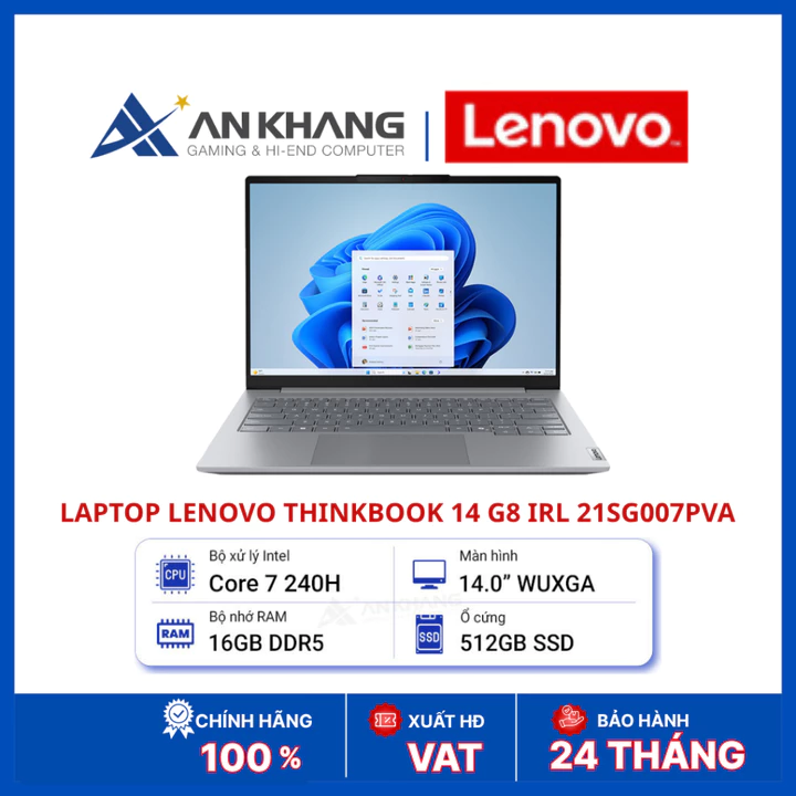 Laptop Lenovo ThinkBook 14 G8 IRL 21SG007PVA | Core 7 240H | RAM 16GB DDR5 | SSD 512GB PCIe 4.0 | 14 Inch WUXGA | No OS