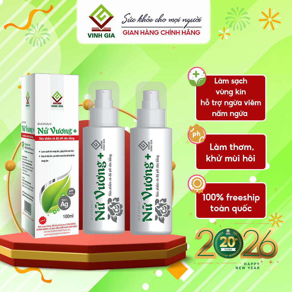 2h Dung Dịch Gel Vệ Sinh Phụ Nữ - Nữ Vương Hỗ trợ Chăm Sóc và Làm Sạch Vùng Kín Hàng Ngày 100ml/ 1h
