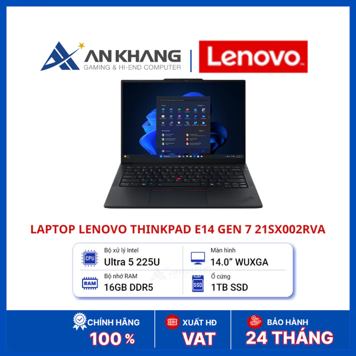 Laptop Lenovo ThinkPad E14 Gen 7 21SX002RVA | Ultra 5 225U | RAM 16GB DDR5 | SSD 1TB PCIe 4.0 | 14 Inch WUXGA | No OS