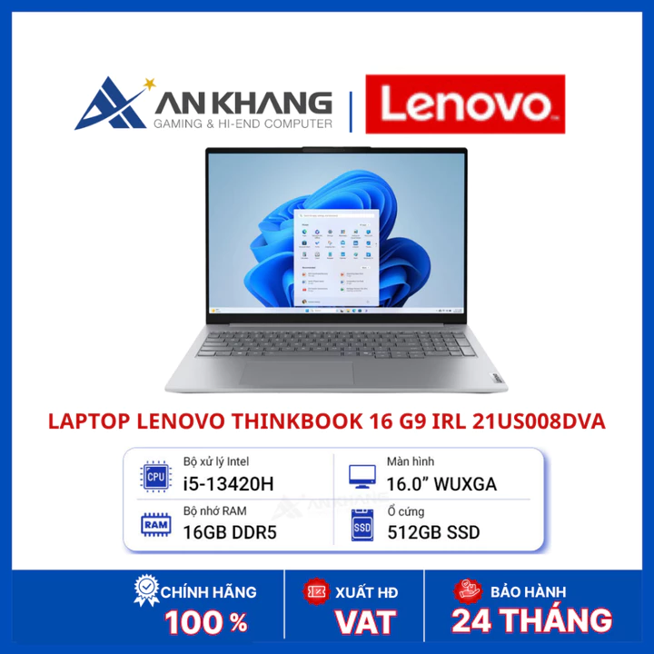 Laptop Lenovo ThinkBook 16 G9 IRL 21US008DVA | Core i5-13420H | RAM 16GB DDR5 | SSD 512GB PCIe 4.0 | 16 Inch WUXGA |