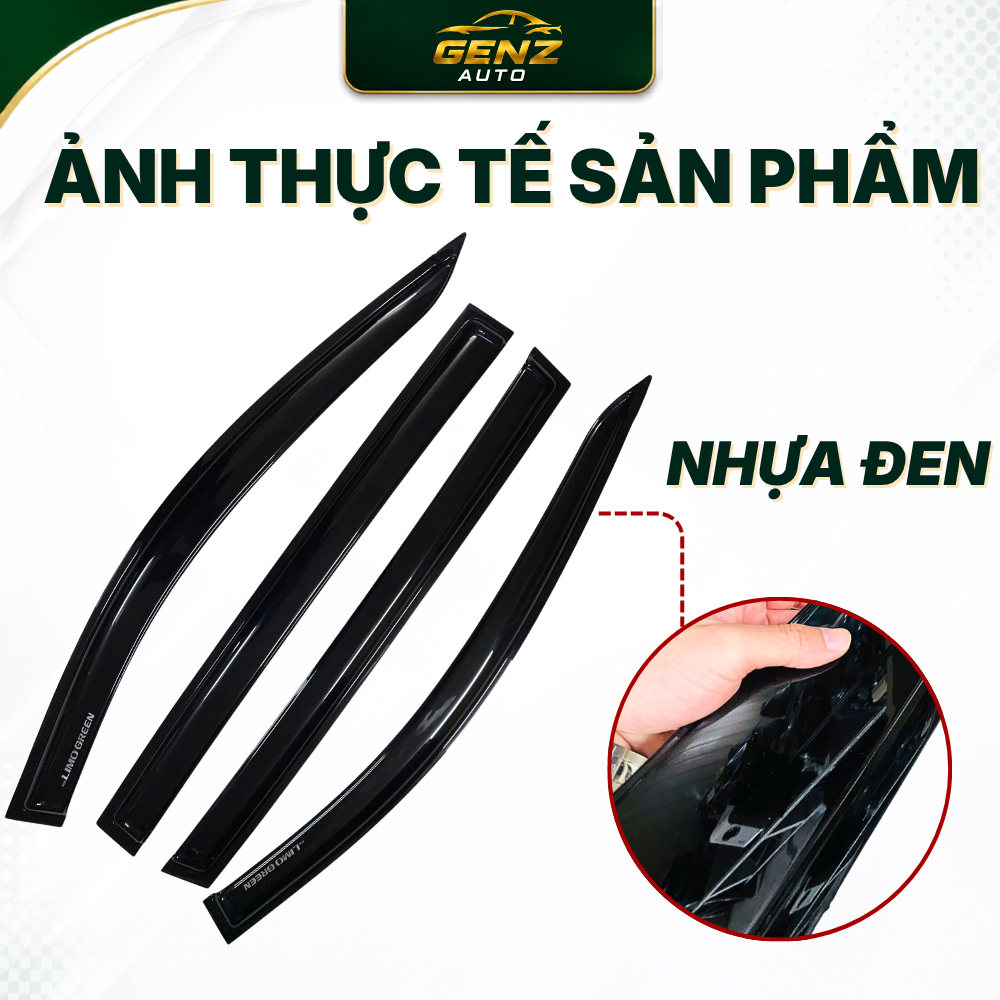 Vè che mưa Limo Green -  CHỈ INOX/ NHỰA ĐEN 4CT/ 6CT sáng bóng, vừa khít forrm xe, hỗ trợ cản mưa, thoảng khí
