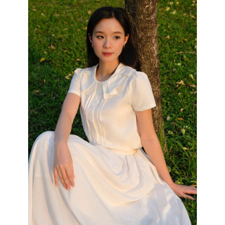 Áo sơ mi nữ cổ hoa vải sợi tre mềm mát ít nhăn phom suông - Mio Lady AO035
