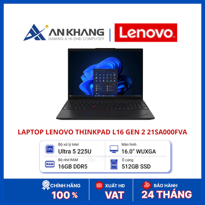 Laptop Lenovo ThinkPad L16 Gen 2 21SA000FVA | Ultra 5 225U | RAM 16GB DDR5 | SSD 512GB | 16 Inch WUXGA | No OS