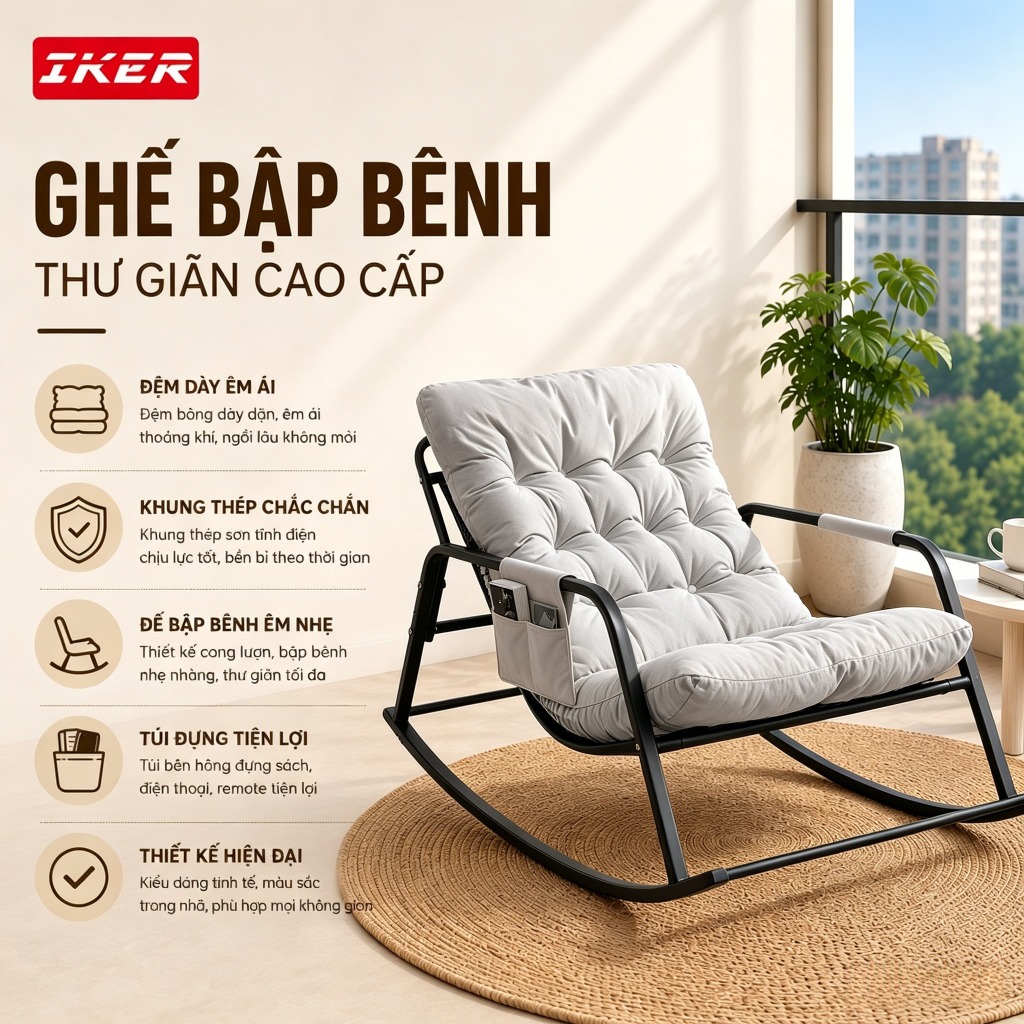 Ghế lắc đôi nằm được, ghế sofa đu đưa phòng ngủ, phòng khách, ban công, ghế lười thư giãn, ghế ngủ trưa thoải mái