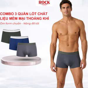 Combo 3 Quần Lót Nam ROCK QA 1032 Trơn Cao Cấp Co Giãn, Quần Sịp Nam Chất Liệu Mềm Mịn, Thoáng Khí