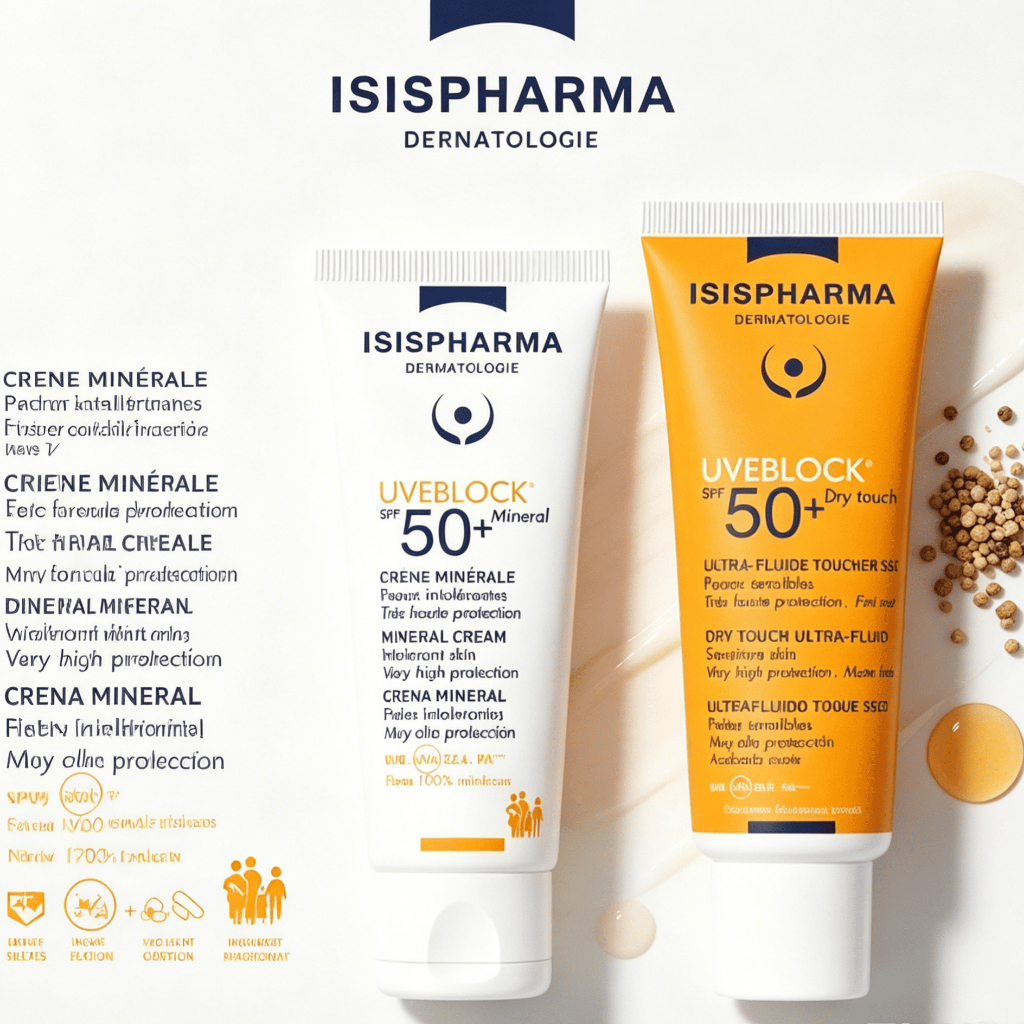 Kem chống nắng ISISPHARMA 40ml/UVEBLOCK SPF50+ Mineral bảo vệ da