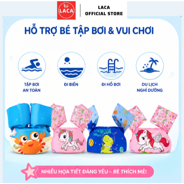 Phao bơi liền tay bụng lưng chống lật chất liệu mút xốp dành cho bé LACA- Áo phao cho bé