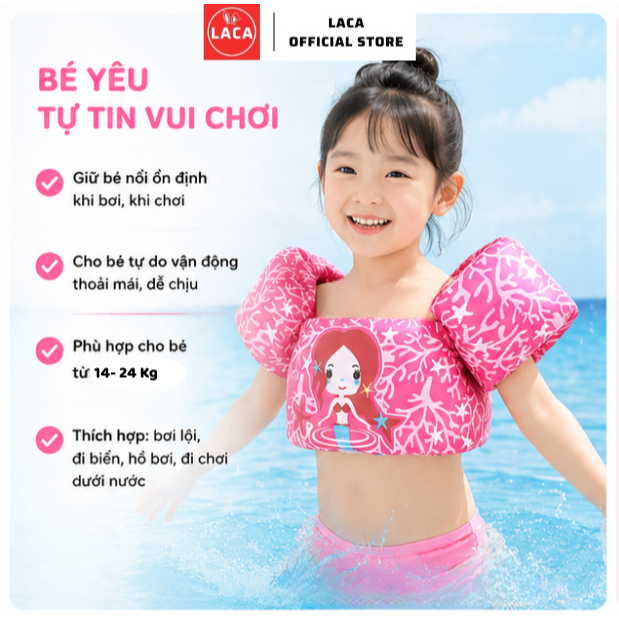 Phao bơi liền tay bụng lưng chống lật chất liệu mút xốp dành cho bé LACA- Áo phao cho bé