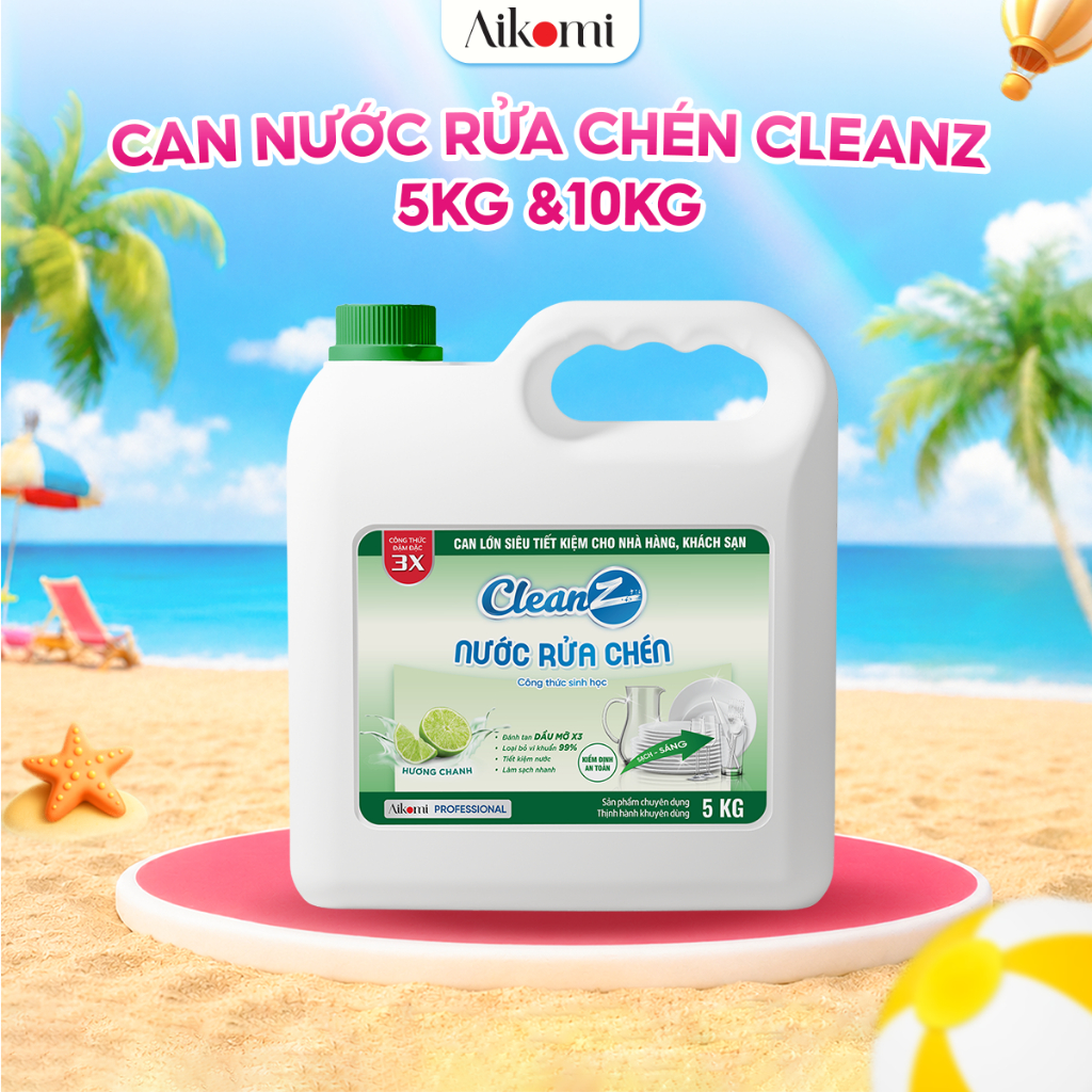 Can Nước Rửa Chén Bát sinh học CleanZ 5KG & 10KG loại bỏ vi khuẩn, đánh bay dầu mỡ