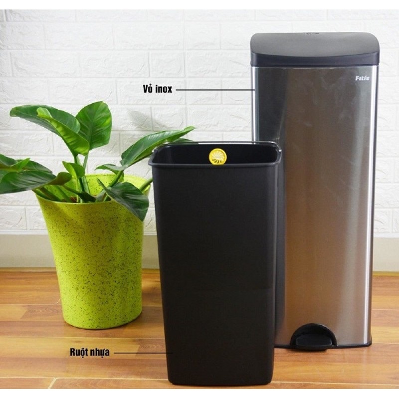 Thùng Rác Inox  15L , 22L  FITIS Cao Cấp Đóng Mở Nắp Êm Ái