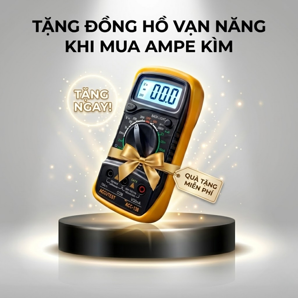Ampe kìm đo AC/DC APECH AC-2368D tích hợp TrueRMS đo điện trở, tụ điện, tần số, thông mạch,...