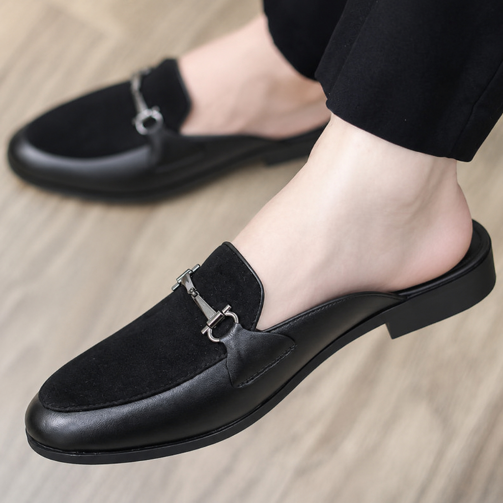 Giầy sục nam vá nỉ DAVINCIA, giầy xục lười công sở, giày chụp kỷ yếu đế cao su đúc nguyên khối chống trơn trượt G67
