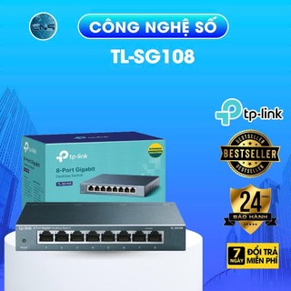Bộ Chia Mạng Switch 8 Cổng TPLink TL- SG108 Gigabit 1000Mbps Vỏ Kim Loại, Hàng Mới Chính Hãng - BẢO HÀNH 2 NĂM
