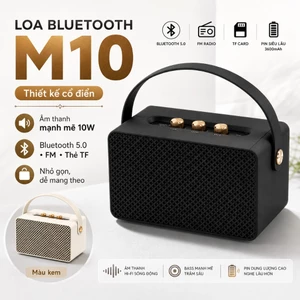 Loa Bluetooth M10 Cổ Điển Công Suất 10W, Âm Thanh 360°, Hỗ Trợ FM/Thẻ TF, Nhỏ Gọn Dễ Mang Theo