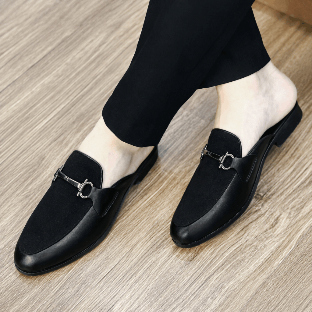 Giầy sục nam vá nỉ DAVINCIA, giầy xục lười công sở, giày chụp kỷ yếu đế cao su đúc nguyên khối chống trơn trượt G67
