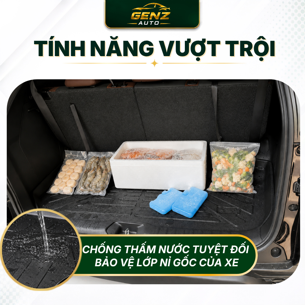Lót cốp VF6 - VINFAST VF6- Nhựa dẻo TPO Không mùi, Chuẩn khít form xe, Chống thấm nước, dễ vệ sinh