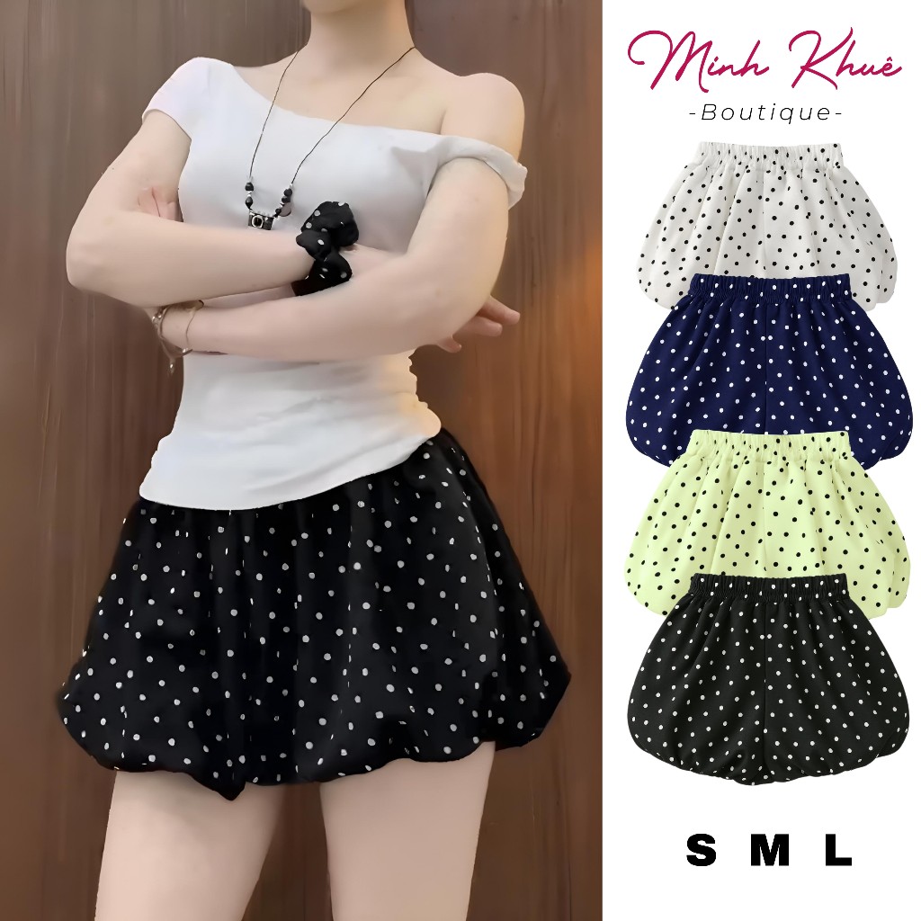 Quần Short Bí Ngô Chấm Bi Thun Kate QU09 Phồng Bồng Bềnh Trendy Hàn Quốc Minh Khuê Boutique