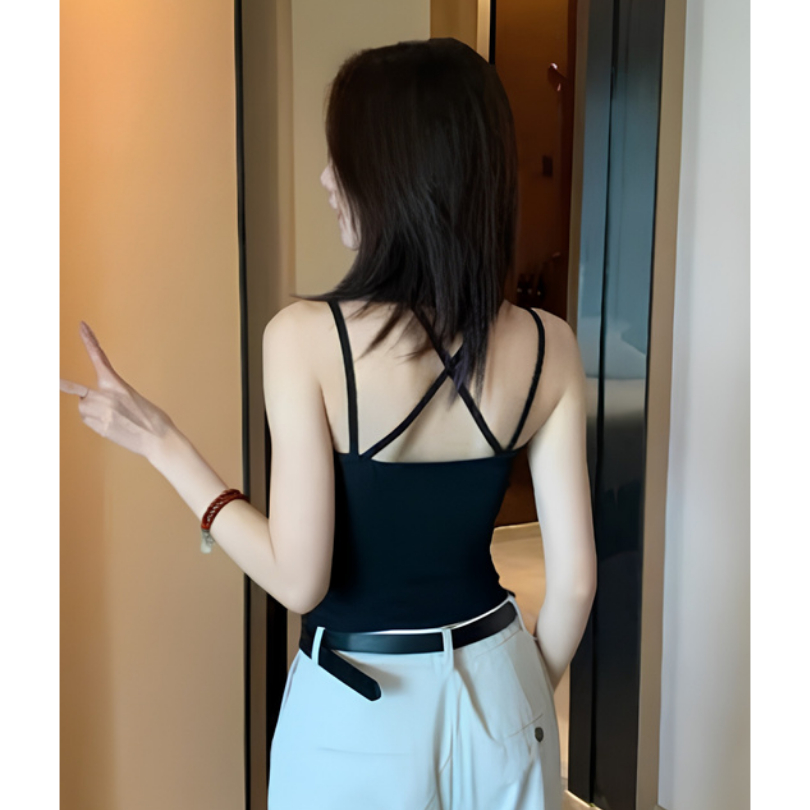 Áo Hai Dây Nữ Bigsize Lưng Đan Chéo MS639 Thun Gân Tăm Co Giãn Có Mút Form Ôm Tôn Dáng ESHOP