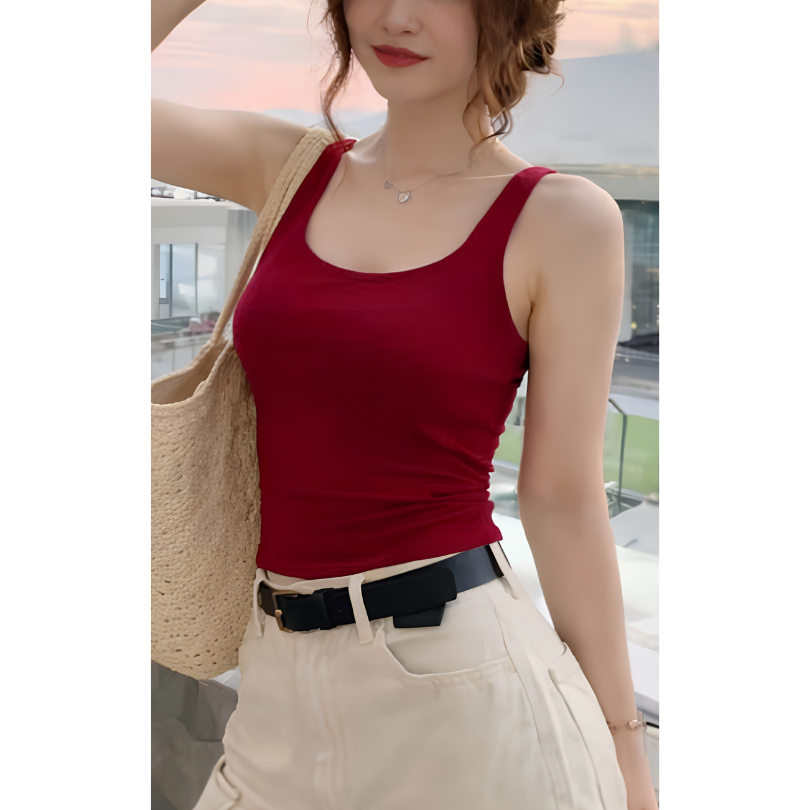 Áo Hai Dây Nữ Bigsize Lưng Đan Chéo MS639 Thun Gân Tăm Co Giãn Có Mút Form Ôm Tôn Dáng ESHOP