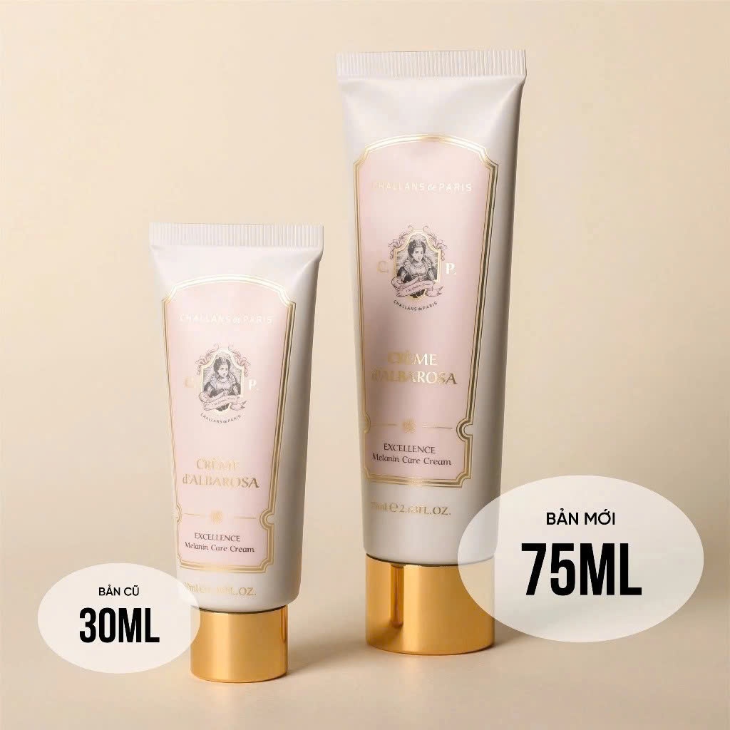 S94_COMBO Tinh chất Challans Ampoule d'Albarosa (Q92) + Kem Dưỡng Sáng Da Challans Excellence Melanin Care 75ml (Q93)