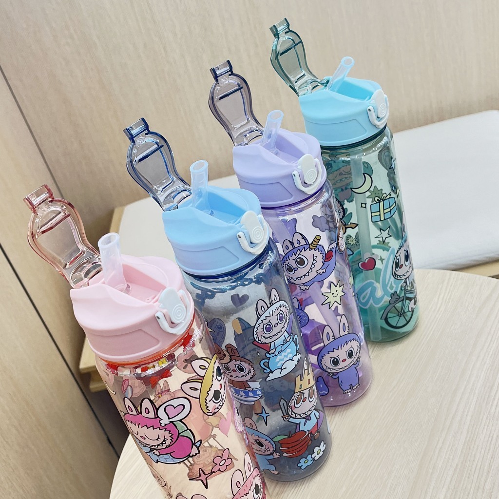 QT bình nước Labubu 800ml có ống hút, siêu xinh