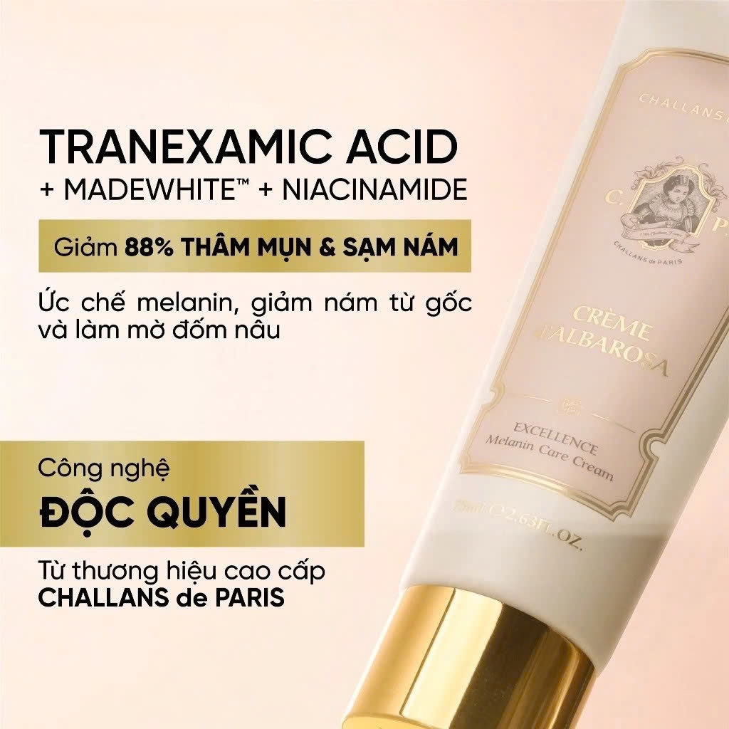 Q93_Kem Dưỡng Sáng Da Challans de Paris Crème d'Albarosa Excellence Melanin Care Cream 75ml