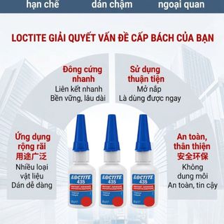 Keo khô nhanh Loc tite 435 Chuyên Dán Nhựa, Kim Loại, Cao Su, Mô Hình, Chịu Va Đập Đa Năng 20g