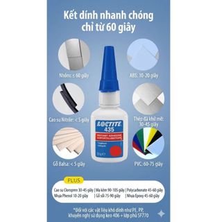Keo khô nhanh Loc tite 435 Chuyên Dán Nhựa, Kim Loại, Cao Su, Mô Hình, Chịu Va Đập Đa Năng 20g