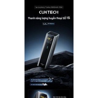 CUKTECH 15 ULTRA Sạc Di Động 2C1A | Công Suất 210W Max | Dung Lượng 20.000mAh | Bảo Hành 18 Tháng PB200U