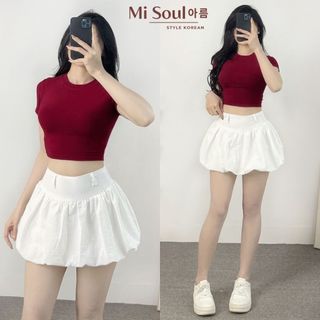 Chân Váy Bí Cạp Cao Chất Gió Nhăn Xếp Ly Nữ 2 Lớp Xoè Bồng Misoul, Váy Qủa Bí Dáng Mini BigSize 385