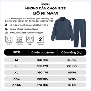 Bộ Nỉ Nam MENTORIS Chất Nỉ Cao Cấp,Giữ Ấm Tốt,Form Đứng Gọn Gàng,Thiết Kế Tinh Gọn Hiện Đại MBN2504