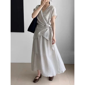 𝗜𝗻𝗱𝘆 𝗟𝗶𝗻𝗲𝗻- Áo Linen tơ đắp tà chéo
