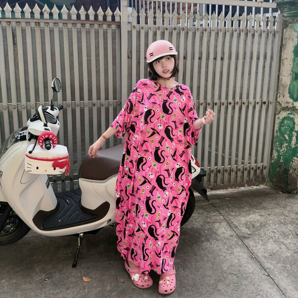 Đầm Suông Dáng Dài Vải Thun Cotton Nhiều Hoạ Tiết - NhưMini