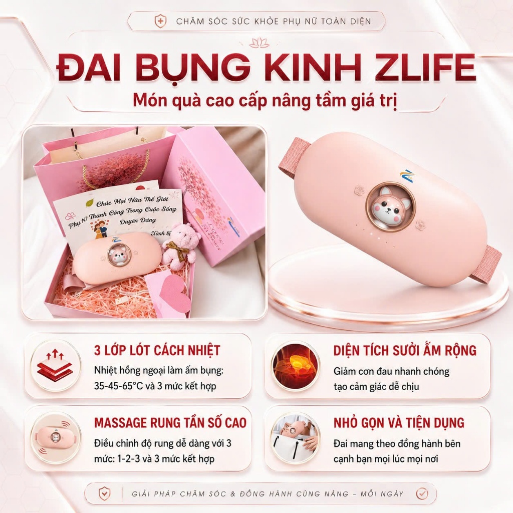 Quà tặng sn cho nữ, Set Quà Tặng Bạn Gái, Người Yêu Máy Massage Chườm Ấm Giảm Đau Bụng Kinh