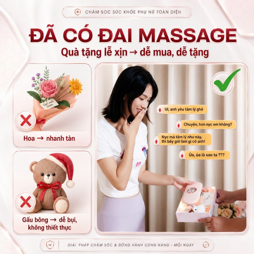Quà tặng sn cho nữ, Set Quà Tặng Bạn Gái, Người Yêu Máy Massage Chườm Ấm Giảm Đau Bụng Kinh