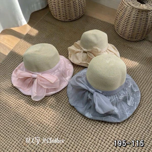 👒👒 Mũ cói viền bọc nơ von nhăn