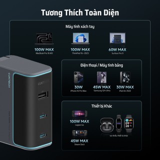 Củ Sạc GaN CUKTECH 10 2C1A | Công Suất 100W Max | Hỗ Trợ Sạc Nhanh | 3 Cổng | Bảo Hành 18 Tháng AD1003