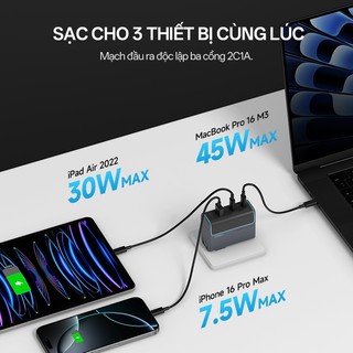 Củ Sạc GaN CUKTECH 10 2C1A | Công Suất 100W Max | Hỗ Trợ Sạc Nhanh | 3 Cổng | Bảo Hành 18 Tháng AD1003